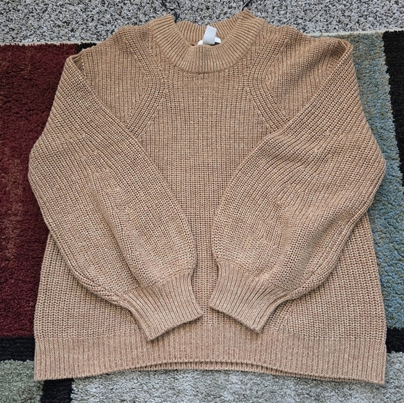H&M Sweater Womens Sz L Brown  Oversized Relaxed Fit Open Knit Grunge Academia - Picture 6 of 11